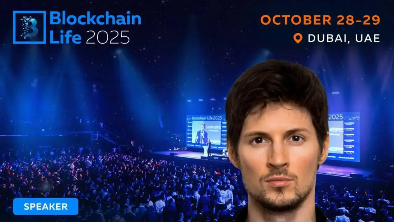 بافل دوروف يتحدث مباشرة في منتدى Blockchain Life 2025 بدبي